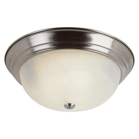 TRANS GLOBE Two Light Brushed Nickel White Marbleized Glass Bowl Flush Mount PL-13618 BN